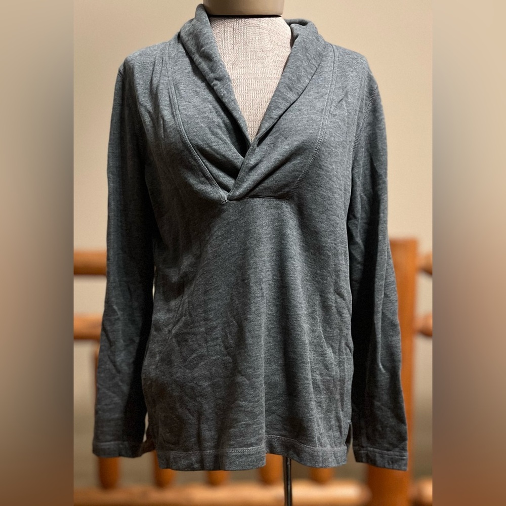 🩶Merona Charcoal Gray Draped Shawl Collar Pullover — Size M